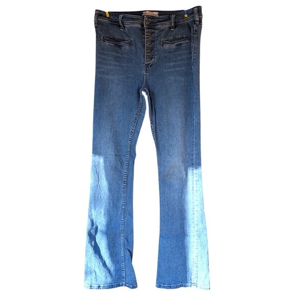 Free People Jeans Size 29 Flare Bell Bottom Button Fly High Rise Hippie Boho - Picture 11 of 11